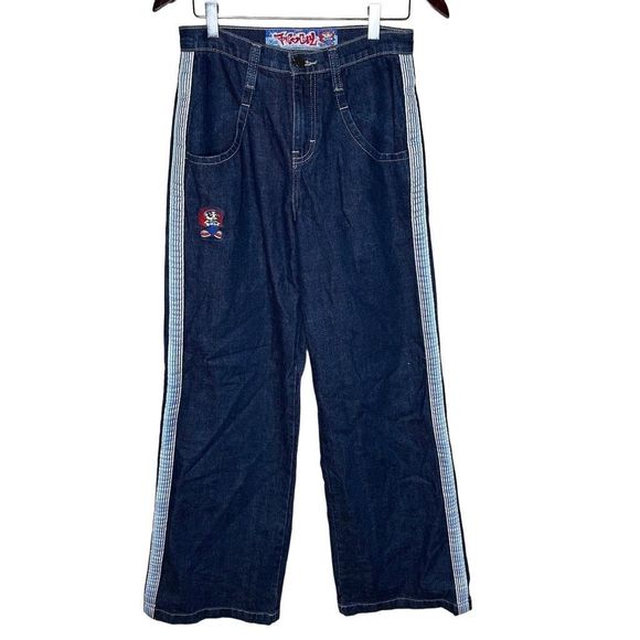 Available Vintage 90s JNCO Girl Mini Wide-Leg Jeans - Picture 1 of 12